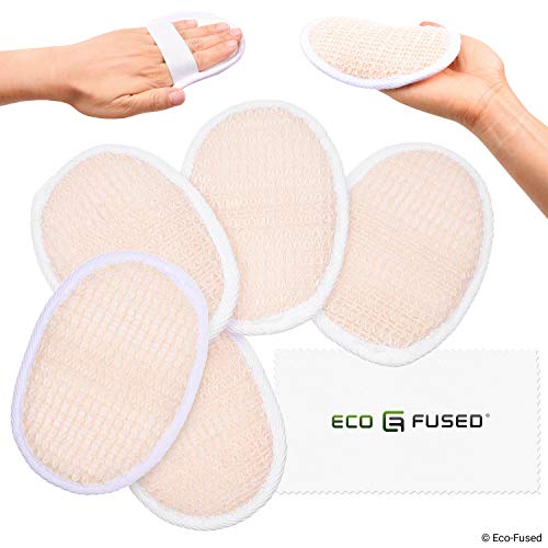 Almohadillas de esponjas (Paquete de 5) - Esponjas Exfoliantes - Material Algodón Suave - Producto esencial para el cuidado de la piel - Para ducha/baño - Textura fibrosa - Perfecto para lavado