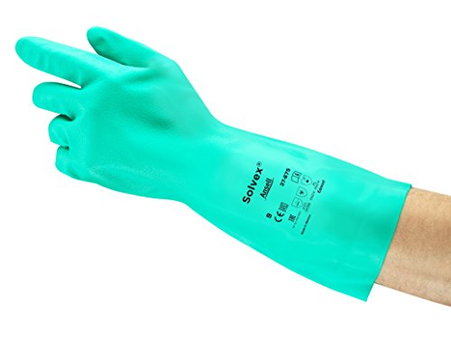 Ansell AlphaTec 37-675 Guantes de Nitrilo Resistentes a Productos Químicos, Sectores Industrial, Químico, Alimentario, verde, Tamaño 7 (12 Pares)