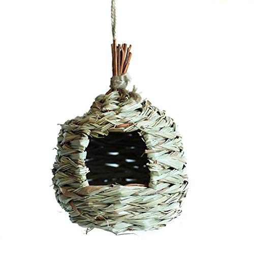 Baoblaze Casa de Invierno para Pájaros para Colgar en El Exterior, Nido de Pájaro Tejido a Mano con Hierba, Casa de Colibrí, Choza de Pájaro Natural Al Aire Li - El 14x23cm