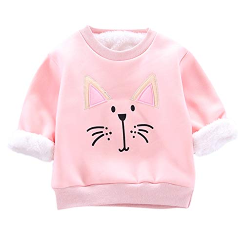 Bebé Niños Bebé Niños Niñas Cálido Grueso Polar de dibujos animados Sudadera Sudadera de Otoño Invierno Cálido Tops Niños Casual Ropa Rosa rosa 24 meses