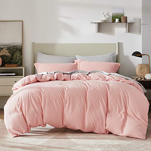 Bedsure Funda Nordica Cama 180 Rosa - Juegos de Fundas Edredónes con 2 Fundas de Almohada 40x75cm de Microfibra y Suave, 260x240 cm