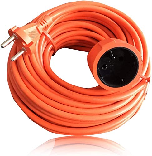 benson Alargador de 10 m para camping exterior, 230 V, resistente a la intemperie, con toma individual, 10 metros, naranja, extremadamente resistente y flexible