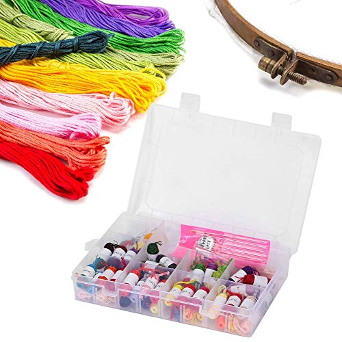 Bicaquu Juego de Agujas de Hilo, Juego de Hilos de Coser, Herramienta de Coser Multicolor para el hogar, Kit de Hilo de Bordar, Bordado,(Bullet 50 Color Line Box)