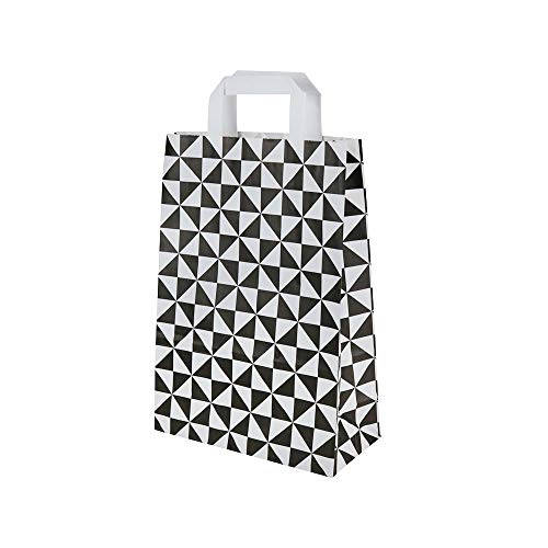 BIOZOYG Bolsas de Papel con Asas Planas 80g 22+10x31cm 'Trigon' I Bolsas de Papel Kraft robustas I Bolsas de Regalo Grandes para Fiesta I Bolsas con Fondo sólido 25 Bolsas de Papel Negro