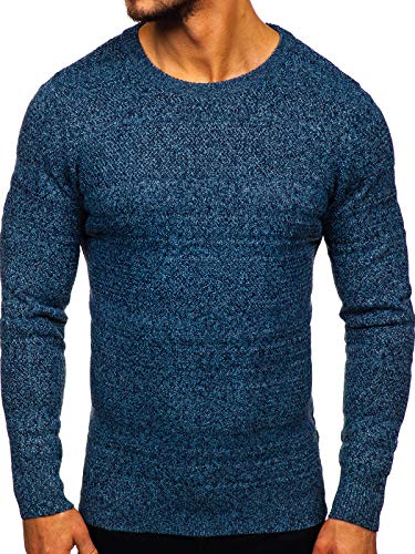 BOLF Hombre Jersey Cerrado Escote Redondo Estilo Diario Hot Red H1926 Azul M [5E5]