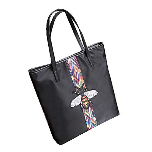 Bolso casual de tela Oxford de mujer, bolso de mano de ocio simple, bolso de hombro para estudiante, bolso de compras-Little bee_Height 36cm * ancho 33cm * espesor 11cm