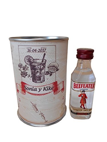 Botellin miniatura Ginebra Beefeater en lata personalizada - Pack de 6