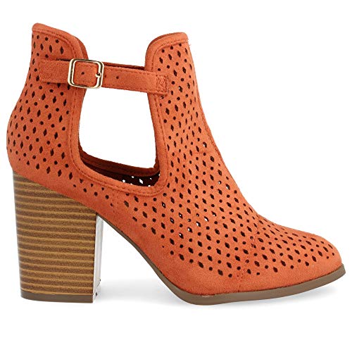 Botin de Mujer campero de Tacon Alto con Lateral Abierto y Corte Calado Primavera Verano 2019. Talla 36 Naranja