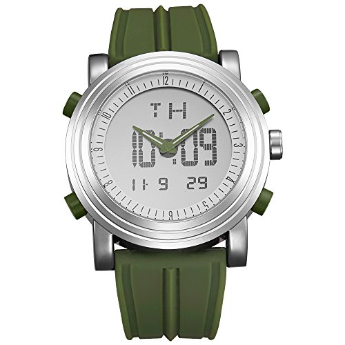 BUREI Analógico Digital Reloj de Pulsera de los Hombres Cronómetro multifunción Deporte Estilo Banda de Goma (AG-FBA-GS-S9368G-4)