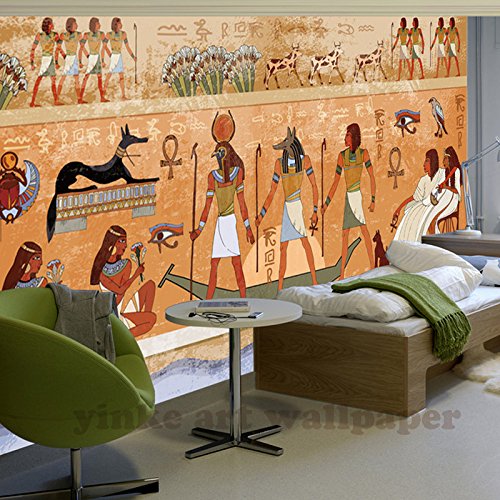 BZDHWWH Papel Pintado De La Foto 3D Europea Retro Egipto Faraón Y Dios Arte Papel Tapiz Restaurante Sofá Telón De Fondo 3D Papel Tapiz Mural Mural Pintura,230cm (H) x 345cm (W)