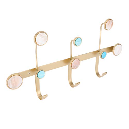 Cabilock Perchero de pared de metal resistente para colgar sombreros, toallas, bolsos, batas, ganchos decorativos de pared para cocina, baño, hogar (dorado)