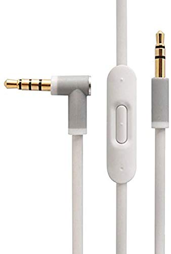 Cable de cable de audio de repuesto con micrófono en línea y control es compatible con Dr Dre Headphones Solo3 Studio2 Pro Detox Mixr Pill (blanco/1,4 m)