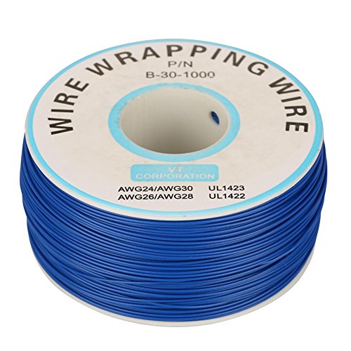 Cable eléctrico, 1 rollo de alambre de cobre de 30 AWG, diámetro de núcleo de 0,25 mm (azul)