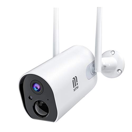 Cámara de Vigilancia WiFi Exterior,MTM 1080P Cámara IP con batería Recargable de 15000 mAh HD, PIR de detección Humana,Audio bidireccional,Impermeable IP65,Detección de Movimiento, Visión Nocturna