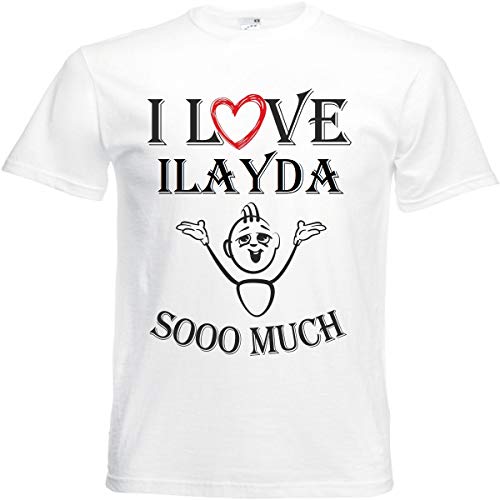 Camiseta I Love Ilayda para mujer, hombre y niños en color blanco. Blanco M