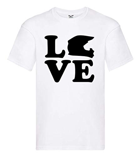 Camiseta para Hombre y Hombre, diseño con Texto Liebe Helm Motocross Motorrad Blanco XL