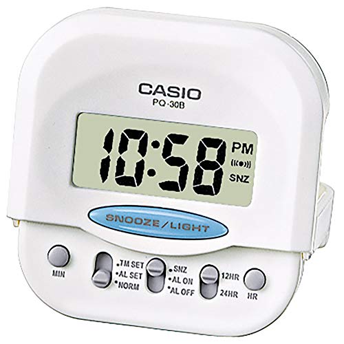 Casio Collection PQ-30B-7EF, Reloj con Alarma Diaria y Pantalla de Neón, Blanco