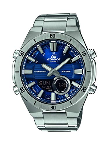 Casio EDIFICE Reloj en caja sólida, 10 BAR, Azul, para Hombre, con Correa de Acero inoxidable, ERA-110D-2AVEF