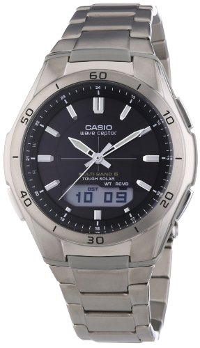 Casio WAVE CEPTOR Reloj Radiocontrolado y solar, Caja de titanio y resina, Negro, para Hombre, con Correa de Titanio, WVA-M640TD-1AER