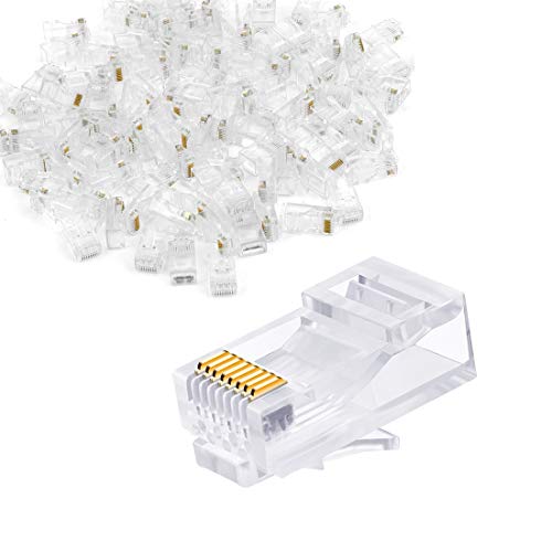 Cat6 RJ45 8P8C extremos Pass a través de conectores Cat5 5e Cat6 6a Ethernet Cable Crimp Conectores Estándar RJ45 Plug UTP Cable Solid Network Cable Clear Head (100 unidades)