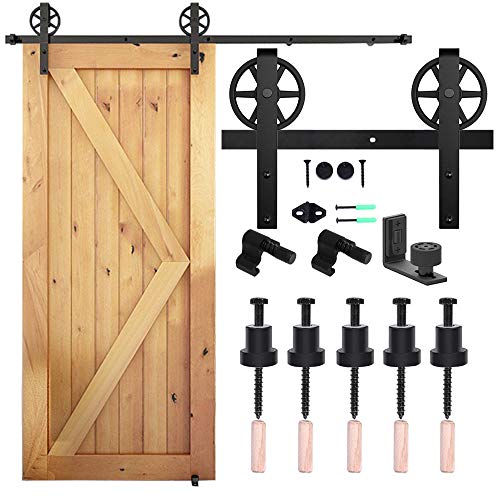 CCJH 183CM/6FT Herraje para Puerta Corredera Kit de Accesorios riel, Guía de suelo ajustable