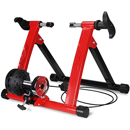 Cestbon Plegable magnético Bicicletas Trainer Párese Ciclismo Bastidor Soporte de la Bicicleta Cubierta Ejercicio de formación de 26-28 Pulgadas de neumáticos de Bicicletas,Rojo