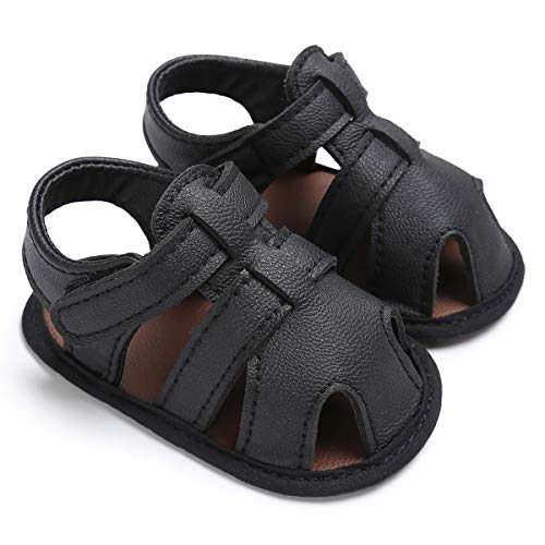 Chennie 0-18M Infantes Recién Nacidos Niños pequeños Sandalia Suela Blanda Antideslizante Zapatos para Primeros Caminantes (Color : Black, Size : 12-18 Months)