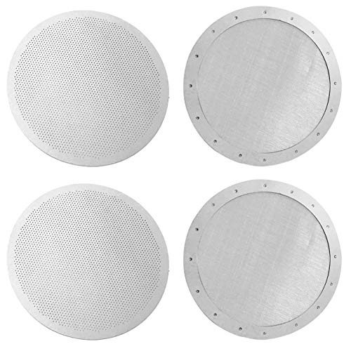 CKANDAY Paquete de 4 filtros de café reutilizables premium para cafeteras Aeropress Aerobie antiguas/nuevas, 2 tipos de microfiltros finos de malla metálica de acero inoxidable lavables, plateado