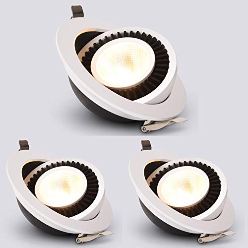 Conjunto de 3 LED Downlight ahuecado - Ajustable - Wall Ronda arandela llevó la luz, antideslumbrante Spotlight Recorte 55-60 MM luz de techo AC 110V - 240V [Clase energética A ++] (Color : 3000K)