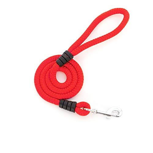 Correa para Perro - Cordón para Perros Grandes, Medianos y Pequeños - Cuerda de Nylon 12 mm de Grosor y 1,2 m de Longitud (Rojo)