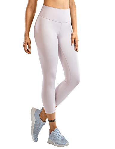 CRZ YOGA Mujer Compresión Mallas Largos Pantalones Deportivos Cintura Alta con Bolsillo-53cm Cromo Oscuro 40