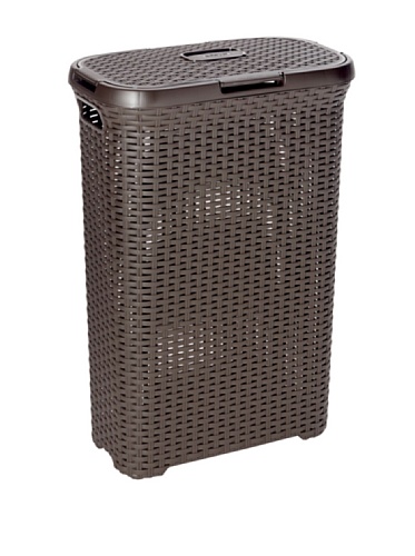 Curver 193009 - Cesta de ropa Natural Style, con tapa configurable, 40 L, color chocolate