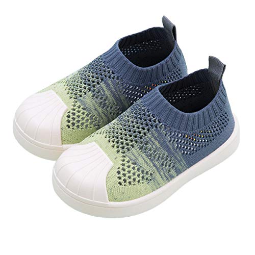 DEBAIJIA Zapatos para Niños 1-7T Bebés Caminata Zapatillas Gradiente Color Suela Suave Malla PVC Material 20/22 EU Verde (Tamaño Etiqueta 22)