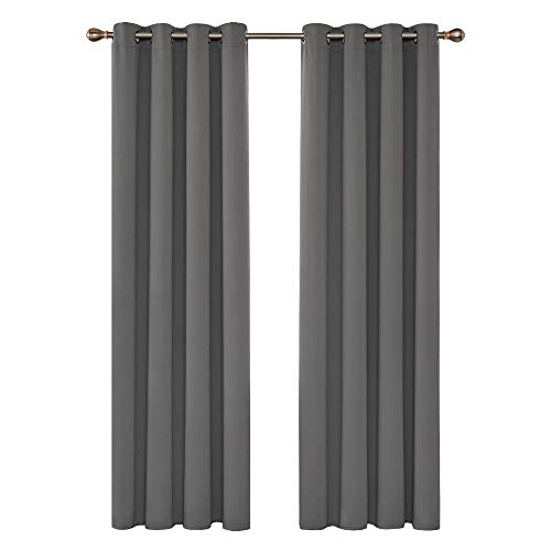 Deconovo Cortinas Salon Opacas Termicas para Dormitorio Moderno con Ojales 2 Piezas 140 x 245 cm Gris Claro