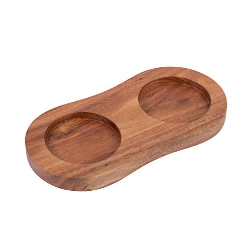 DeroTenoBandeja para molinillo de sal y pimienta, madera de acacia, protector de mesa de comedor, diámetro interior de 5 cm (El molinillo de pimienta y molinillo de sal no están incluidos)