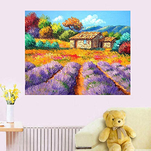 Diamante pintura 5D DIY arte pintura adulto por kit de pintura digital manualidades adecuado para decoración de la pared del hogar lavanda choza 29X23cm