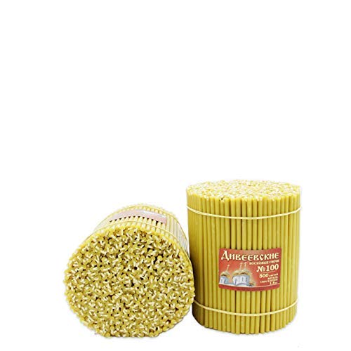 Diveevo Velas de cera de abeja con aroma de miel, 500 unidades, núm. 100, color amarillo