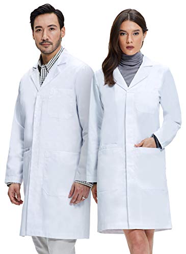 Dr. James Bata de Laboratorio Unisex, Corte Clásico, 100% Algodón (Hombres XS/Mujer S)