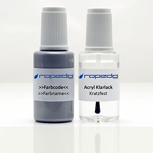 Dropedo - Lápiz de retoque para Ford 9VJG, color blanco platino y blanco ártico 20 ml + barniz transparente 20 ml