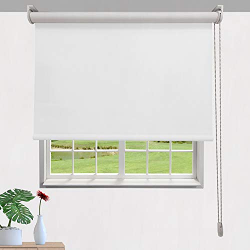 EB ESTORES BARATOS Estor Opaco Karina Cadena Acero INOX Cierra la luz y Reduce la Temperatura. Elija su Medida de Ancho X Alto. Color: Blanco. Medidas: 134cm x 160cm