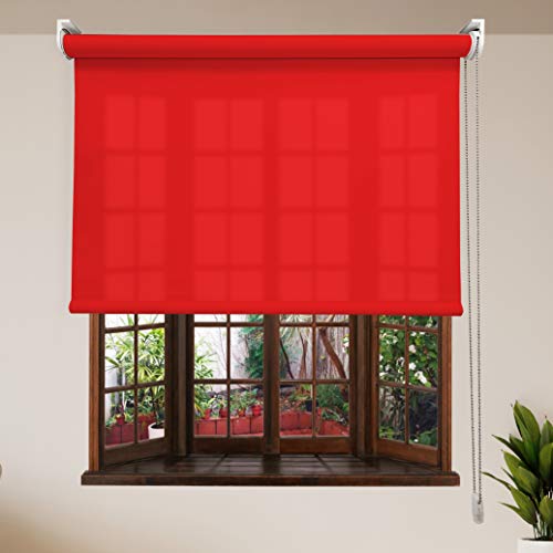 EB ESTORES BARATOS Estor TAMIZADOR OSCURECEDOR Premium/Reduce la Intensidad del Sol y Deja Pasar Poca luz. Elija su Medida de Ancho x Alto. Color: Rojo. Medidas: 242cm x 180cm