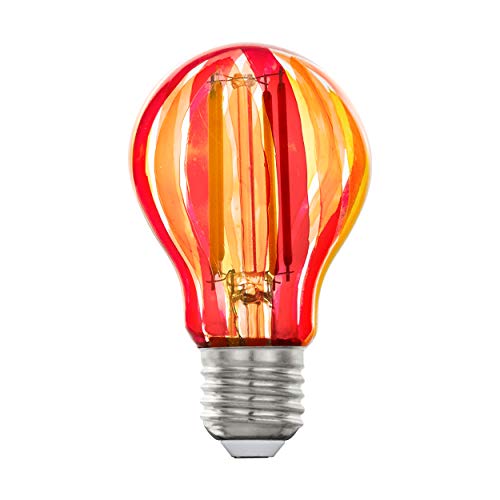 EGLO Lámpara LED E27, bombilla vintage, rojo/naranja, LED pintado, 6,5 W, 500 lúmenes, E27, luz blanca cálida, 2700 K, bombilla LED A60, diámetro de 6 cm, 12568