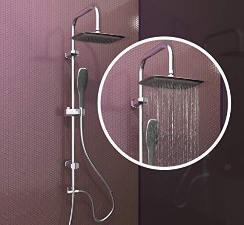 EISL DX12006 - Columna de ducha «Easy Fresh», juego de ducha fija, con soporte de pared ajustable, cromada.