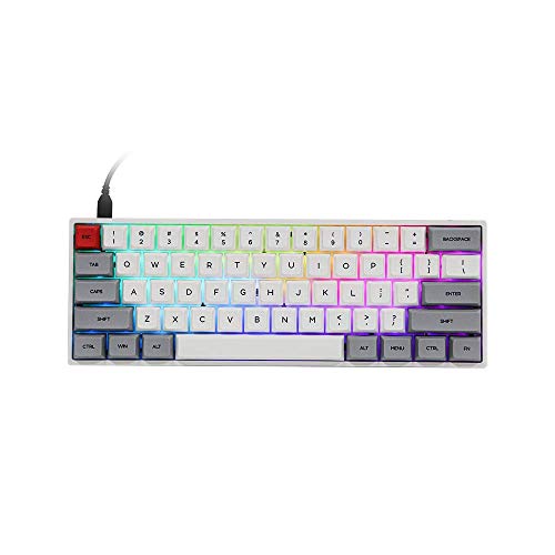 Epomaker Teclado mecánico SK61S con Bluetooth 5.1 intercambiable en caliente con retroiluminación RGB, NKRO, resistente al agua IP6X, cable tipo C para Win/Mac/Gaming (Gateron Optical Blue, Grey)