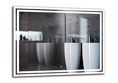 Espejo LED Deluxe - Dimensiones del Espejo 90x70 cm - Interruptor tactil - Espejo de baño con iluminación LED - Espejo de Pared - Espejo con iluminación - ARTTOR M1ZD-52-90x70 - Blanco frío 6500K