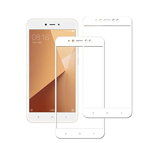 EUGO [2-Unidades] Xiaomi Redmi Note 5A Prime Protector de Pantalla, Alta Definicion No Hay Burbujas Vidrio Templado HD Film Protector de Pantalla Screen Protector Cobertura Completa Blanco