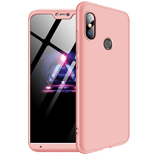 FaLiAng Funda XiaoMi Mi A2 Lite(5.84"), Ultra Fina 3 en 1 Desmontable Anti-Arañazos Hard PC Carcasa 360° Full-Cover Anti-Choque Protective Funda para XiaoMi Mi A2 Lite(5.84") (Oro Rose)