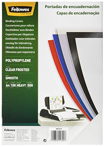 Fellowes 54770 - Portadas para encuadernar de polipropileno, A4, translúcido