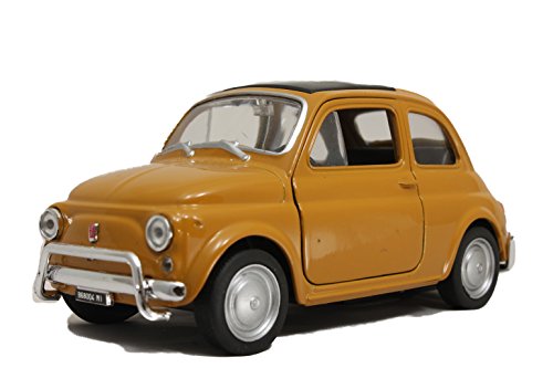 Fiat 500 - Maqueta de coche (1:34, 11 cm, cuatro colores, amarillo, rojo, blanco o negro, selección aleatoria