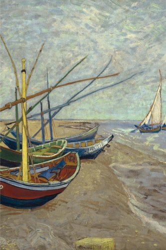 Fishing boats on the beach at Les Saintes Maries de la Mer, Vincent van Gogh.: 160 Lined / ruled pages, 6x9 inch (15.24 x 22.86 cm) Soft cover. (Paper notebook, composition book)